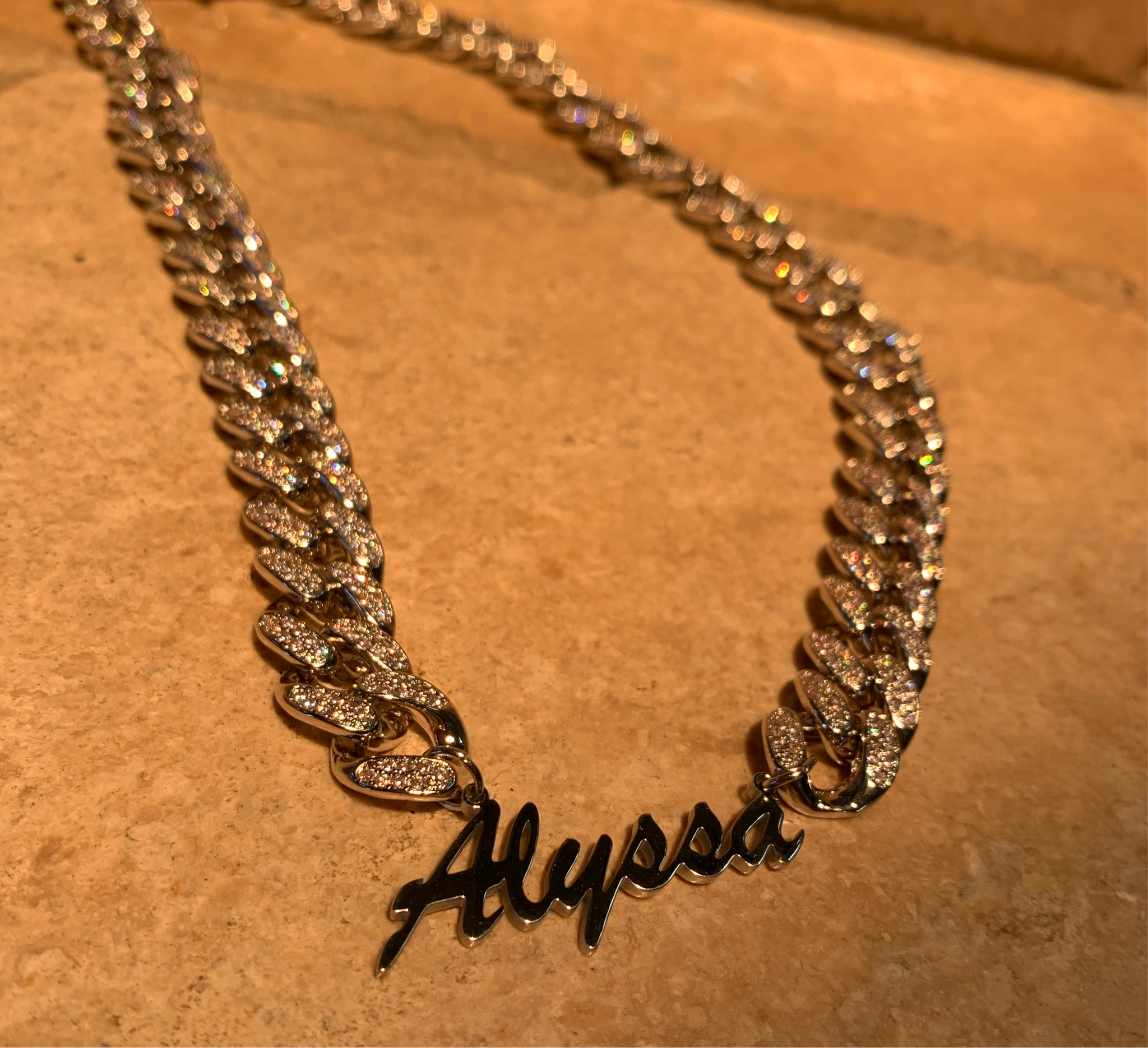 ICY CUBAN LINK NAME PLATE Bling Ting