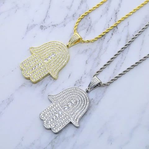 FROSTY HAMSA NECKLACE - Bling Ting