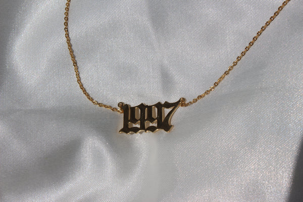 CUSTOM OLD ENGLISH YEAR NECKLACE - Bling Ting