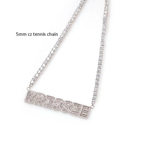 BAGUETTE NAME WITH TENNIS CHAIN - Bling Ting